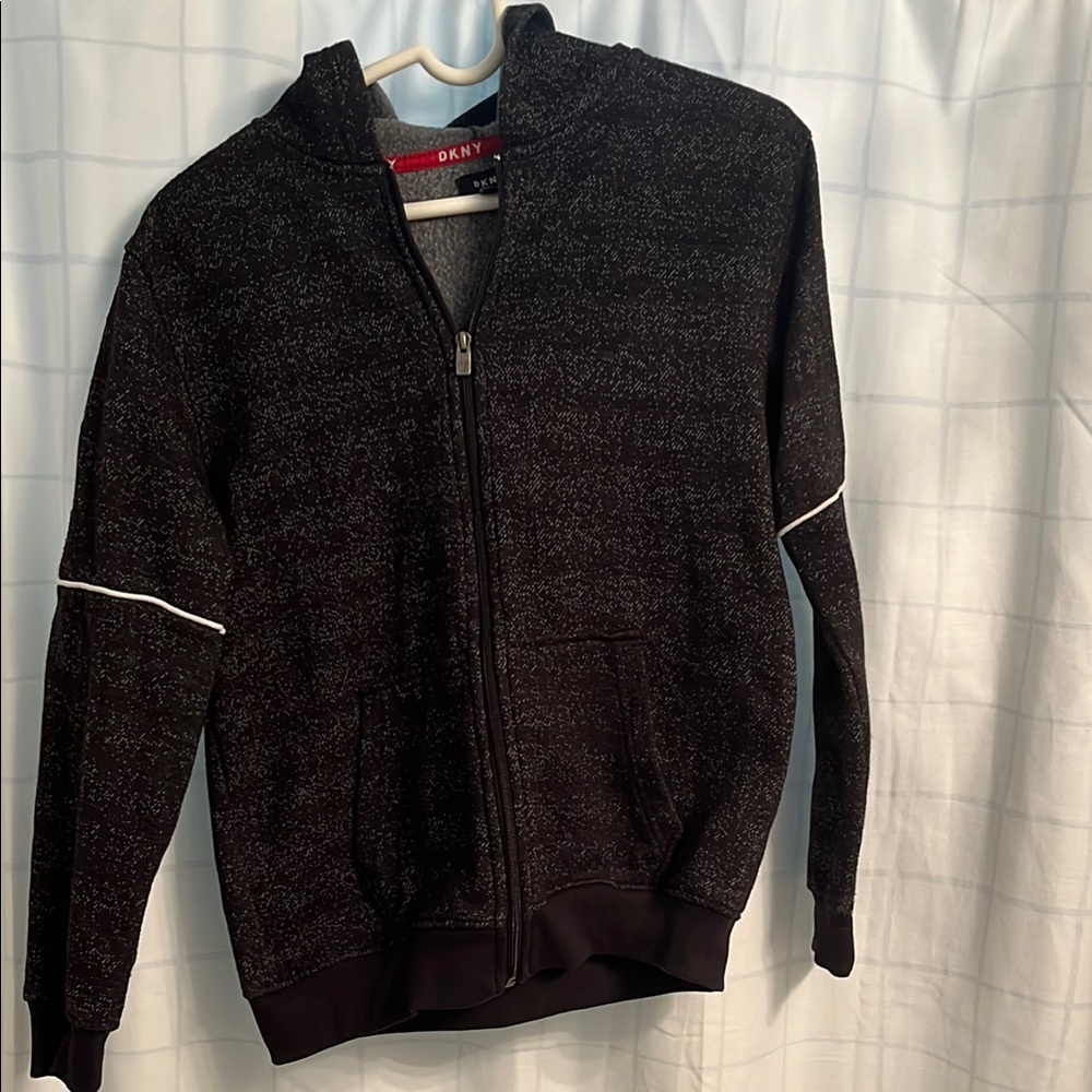 DKNY Black Zip Up Sweater Casual Knitwear